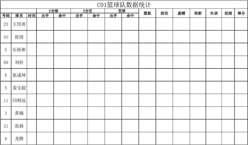 220分钟篮球比赛记录表（篮球比赛记分表格模板）